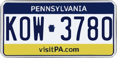 PA license plate KOW3780