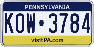 PA license plate KOW3784