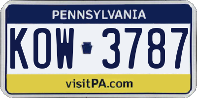 PA license plate KOW3787