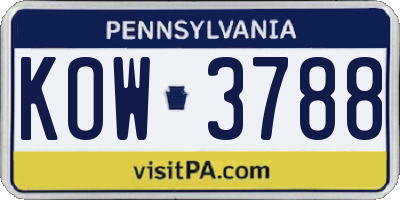 PA license plate KOW3788