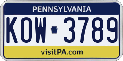 PA license plate KOW3789
