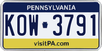 PA license plate KOW3791