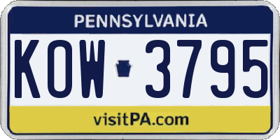 PA license plate KOW3795