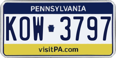 PA license plate KOW3797