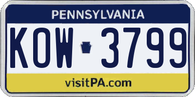 PA license plate KOW3799
