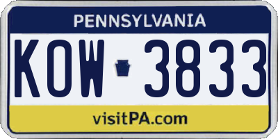 PA license plate KOW3833