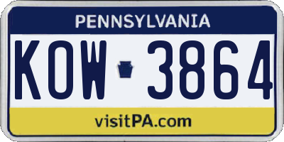 PA license plate KOW3864