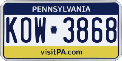 PA license plate KOW3868