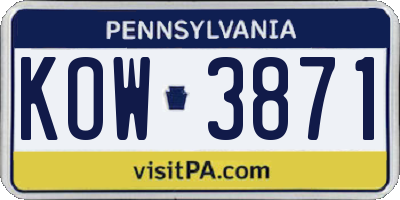 PA license plate KOW3871