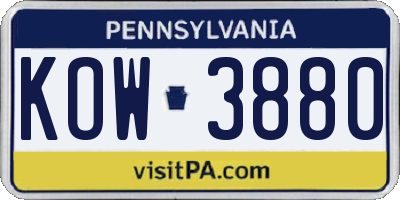 PA license plate KOW3880