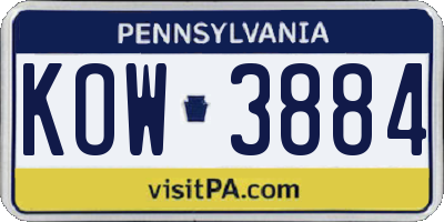 PA license plate KOW3884
