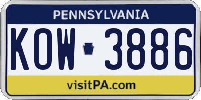 PA license plate KOW3886