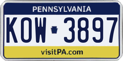 PA license plate KOW3897