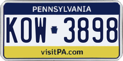 PA license plate KOW3898