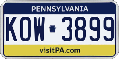 PA license plate KOW3899