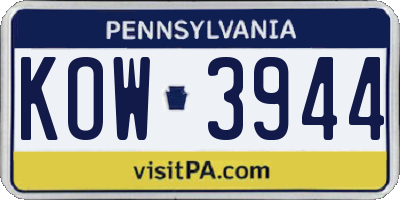 PA license plate KOW3944