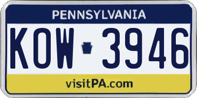 PA license plate KOW3946