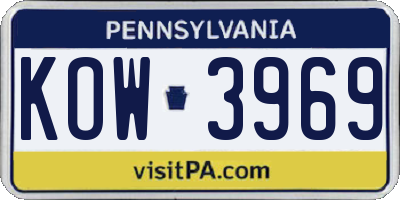 PA license plate KOW3969