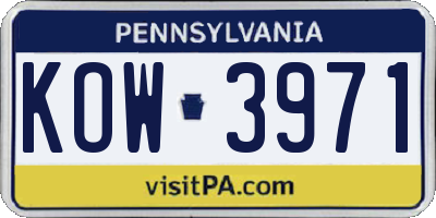 PA license plate KOW3971