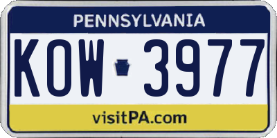 PA license plate KOW3977