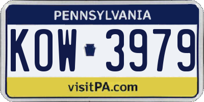 PA license plate KOW3979