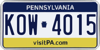 PA license plate KOW4015
