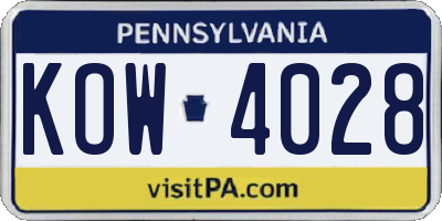 PA license plate KOW4028