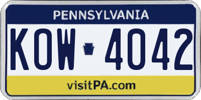 PA license plate KOW4042