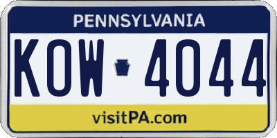 PA license plate KOW4044