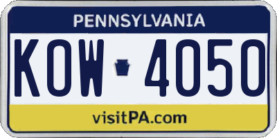 PA license plate KOW4050