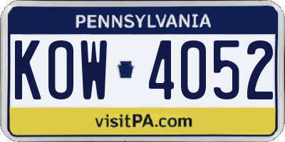 PA license plate KOW4052