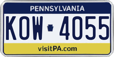 PA license plate KOW4055