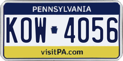 PA license plate KOW4056