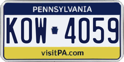 PA license plate KOW4059