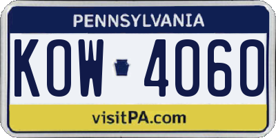 PA license plate KOW4060
