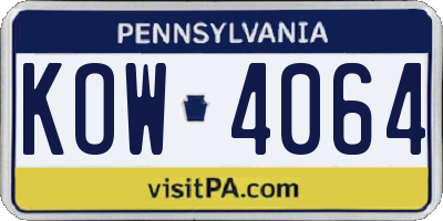 PA license plate KOW4064