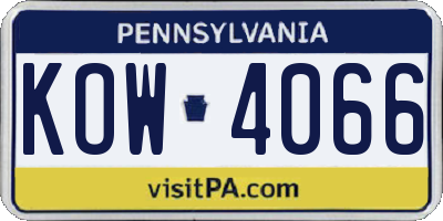 PA license plate KOW4066