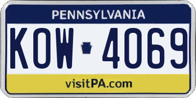 PA license plate KOW4069