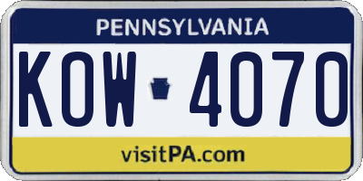 PA license plate KOW4070