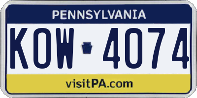 PA license plate KOW4074
