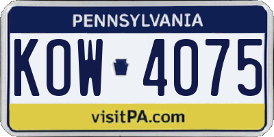 PA license plate KOW4075