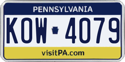 PA license plate KOW4079