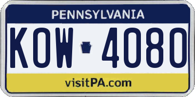 PA license plate KOW4080