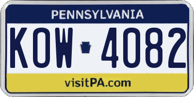 PA license plate KOW4082