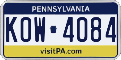 PA license plate KOW4084