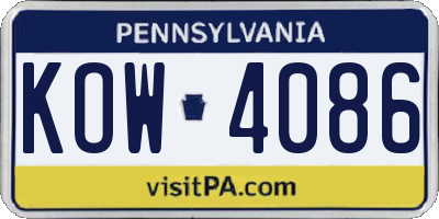 PA license plate KOW4086