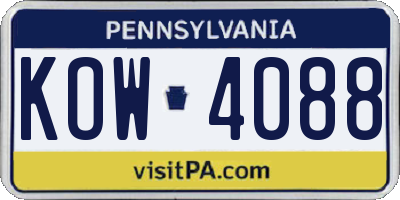 PA license plate KOW4088