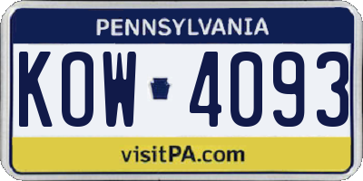 PA license plate KOW4093