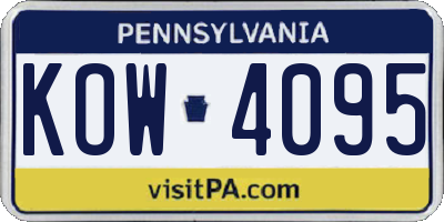PA license plate KOW4095
