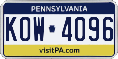 PA license plate KOW4096